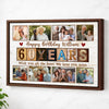 Personalized 60th Birthday Canvas Custom Photo Print Happy 60 Years Wall Art Gift for Dad or Grandpa - Brown Frame