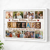 Personalized 60th Birthday Canvas Custom Photo Print Happy 60 Years Wall Art Gift for Dad or Grandpa - White Frame