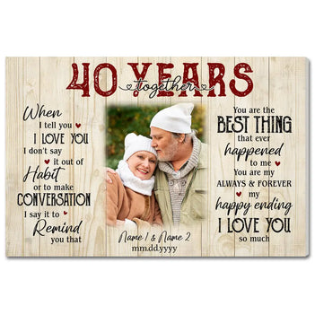 Personalized Anniversary Years Together Canvas Wall Art Custom Photo Couple Timeline Gift For Husband And Wife