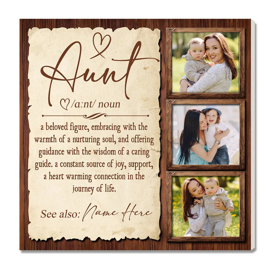 Personalized Aunt Canvas Prints - Gift for - Custom Photo Definition - 12x12
