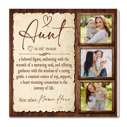 Personalized Aunt Definition Canvas Custom Photo Gift for from Niece Birthday or Christmas Present - 12x12