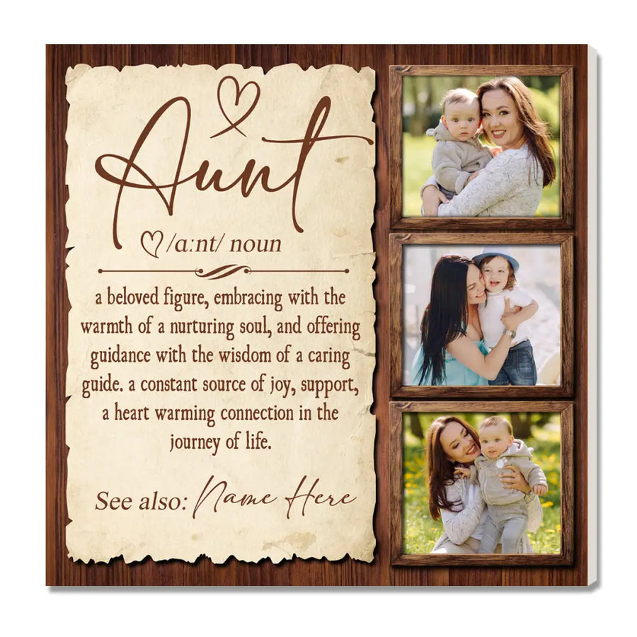 Personalized Aunt Definition Canvas Custom Photo Gift for from Niece Birthday or Christmas Present - 12x12