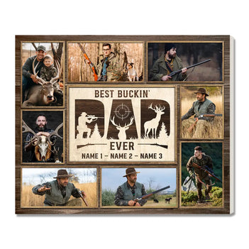 Personalized Best Buckin Dad Ever Canvas Custom Photo Wall Art Father’s Day Gift for Hunting