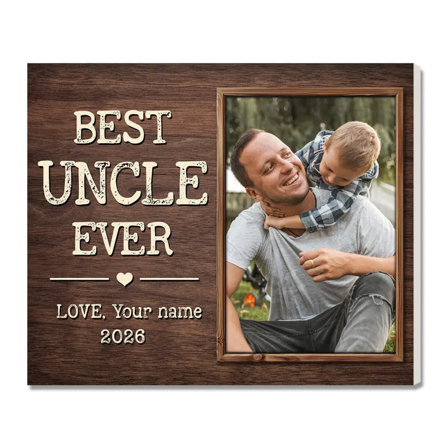 Personalized Best Uncle Ever Canvas Custom Photo Father’s Day Gift for Uncles from Nieces and Nephews - 14x11