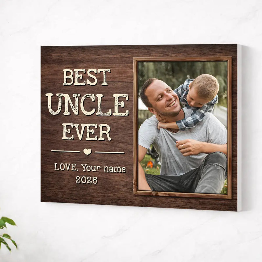 Personalized Best Uncle Ever Canvas Custom Photo Father’s Day Gift for Uncles from Nieces and Nephews - No Frame