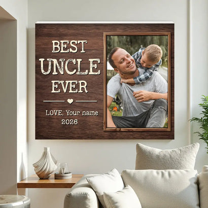 Personalized Best Uncle Ever Canvas Custom Photo Father’s Day Gift for Uncles from Nieces and Nephews