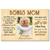 Personalized Bonus Mom Canvas Wall Art With Loving Message Custom Photo Gift For From Daughter Mother’s Day