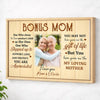 Personalized Bonus Mom Canvas Wall Art With Loving Message Custom Photo Gift For From Daughter Mother’s Day - Natural