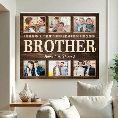Personalized Brother Canvas Custom Photo Gift for Big from Younger Birthday or Christmas