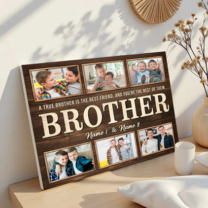 Personalized Brother Canvas Custom Photo Gift for Big from Younger Birthday or Christmas - 14x11