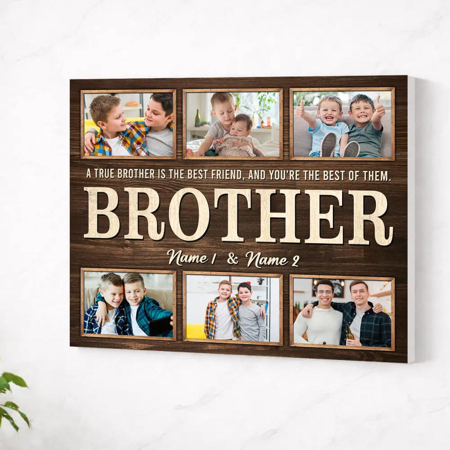Personalized Brother Canvas Custom Photo Gift for Big from Younger Birthday or Christmas - No Frame / 14x11