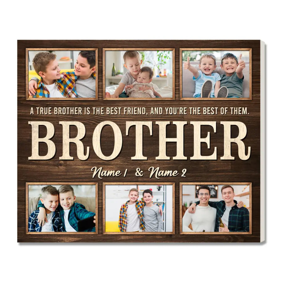 Personalized Brother Canvas Custom Photo Gift for Big from Younger Birthday or Christmas - 14x11