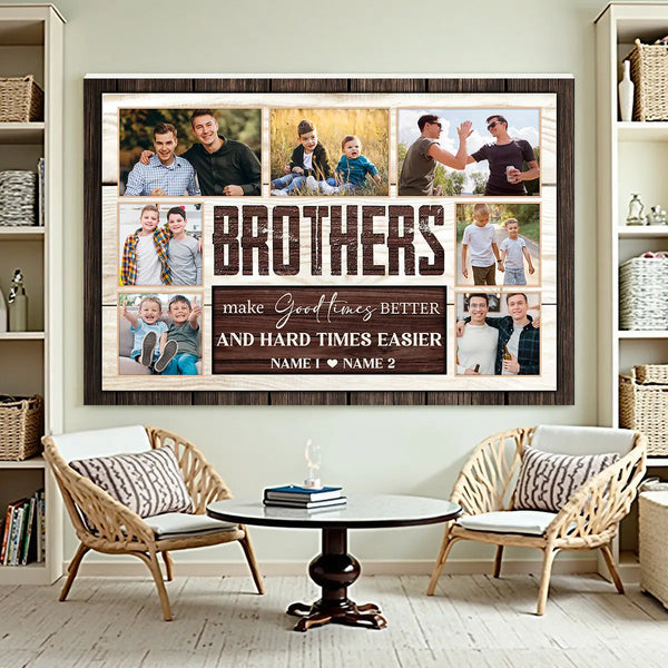 Personalized Brother Canvas Prints - Gift - Custom Photo Brothers Forever Keepsake