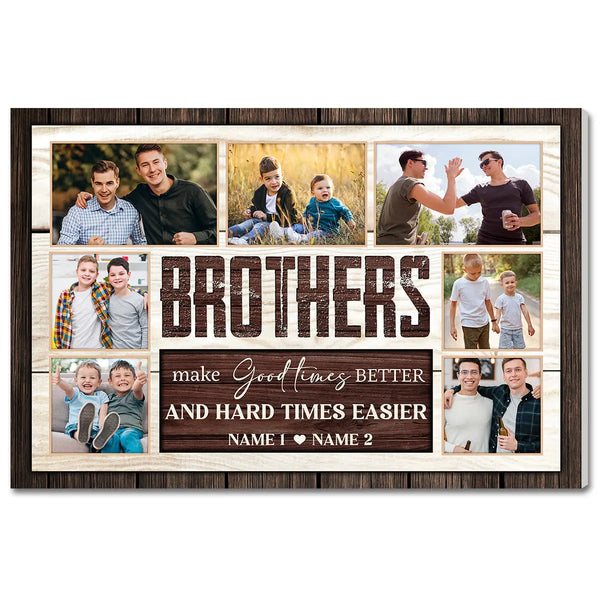 Personalized Brother Canvas Prints - Gift - Custom Photo Brothers Forever Keepsake