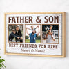 Personalized Canvas Print Wall Art - Father And Son Best Friends For Life - Natural Frame / 12x9