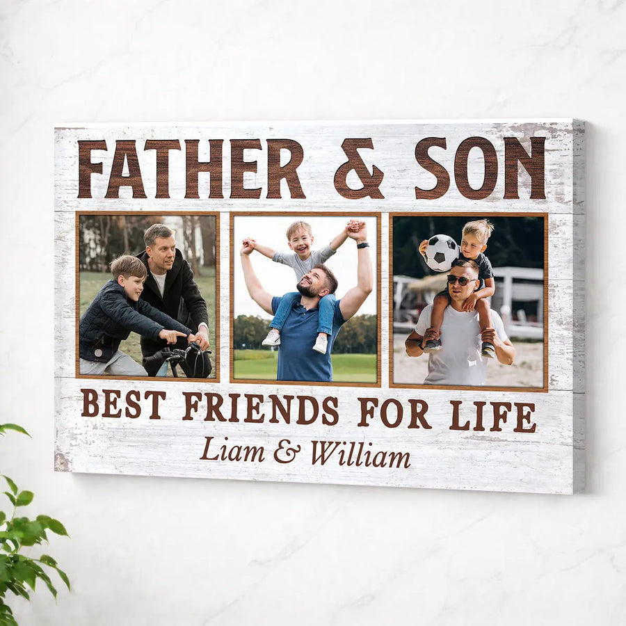 Personalized Canvas Print Wall Art - Father And Son Best Friends For Life - No Frame / 12x9