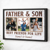 Personalized Canvas Print Wall Art - Father And Son Best Friends For Life - Black Frame / 12x9