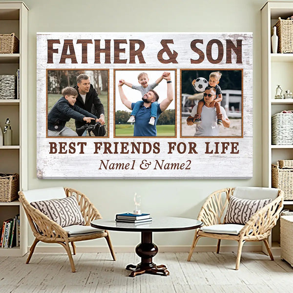 Personalized Canvas Print Wall Art - Father And Son Best Friends For Life