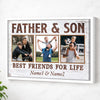 Personalized Canvas Print Wall Art - Father And Son Best Friends For Life - White Frame / 12x9