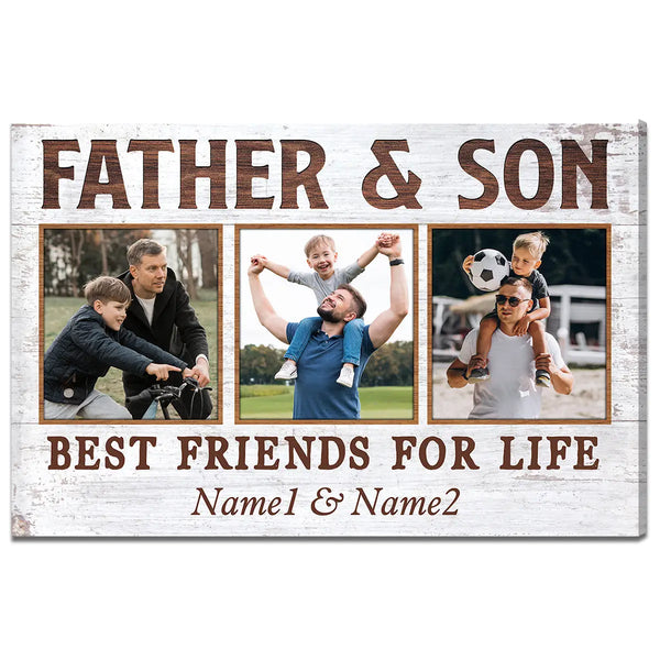 Personalized Canvas Print Wall Art - Father And Son Best Friends For Life