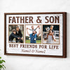 Personalized Canvas Print Wall Art - Father And Son Best Friends For Life - Brown Frame / 12x9