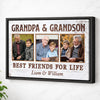 Personalized Canvas Print Wall Art - Grandpa And Grandson Best Friends For Life - Black Frame / 12x9
