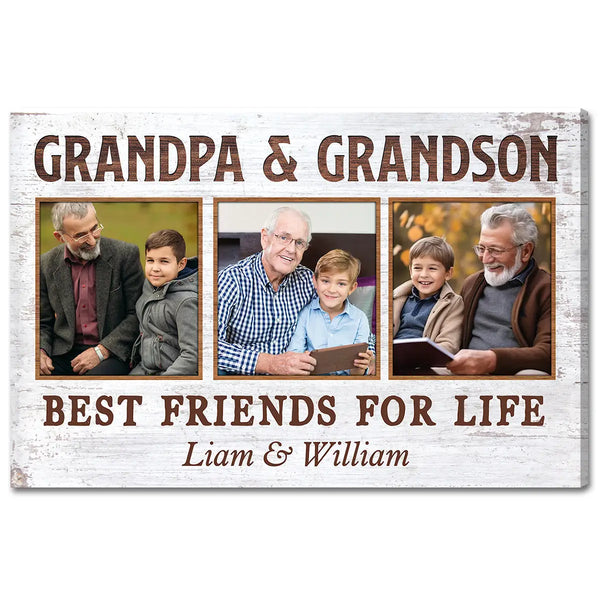 Personalized Canvas Print Wall Art - Grandpa And Grandson Best Friends For Life