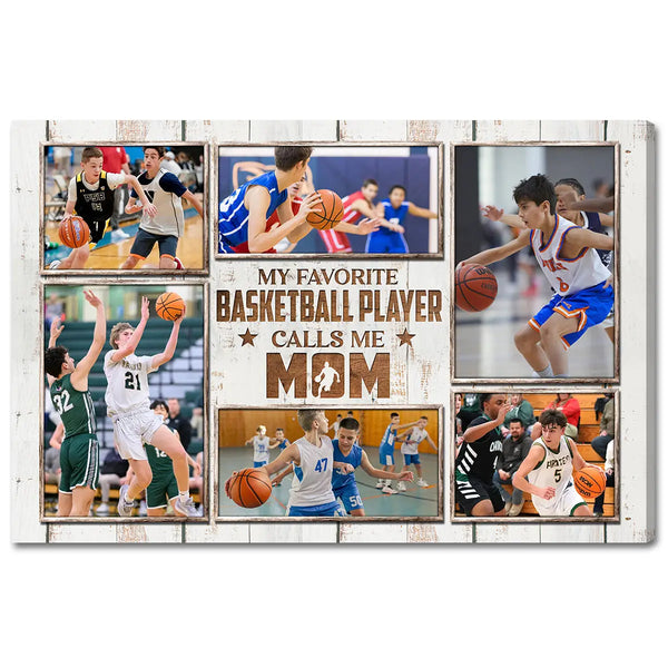 Personalized Canvas Print Wall Art - My Favorite Basketball Player Calls Me Mom
