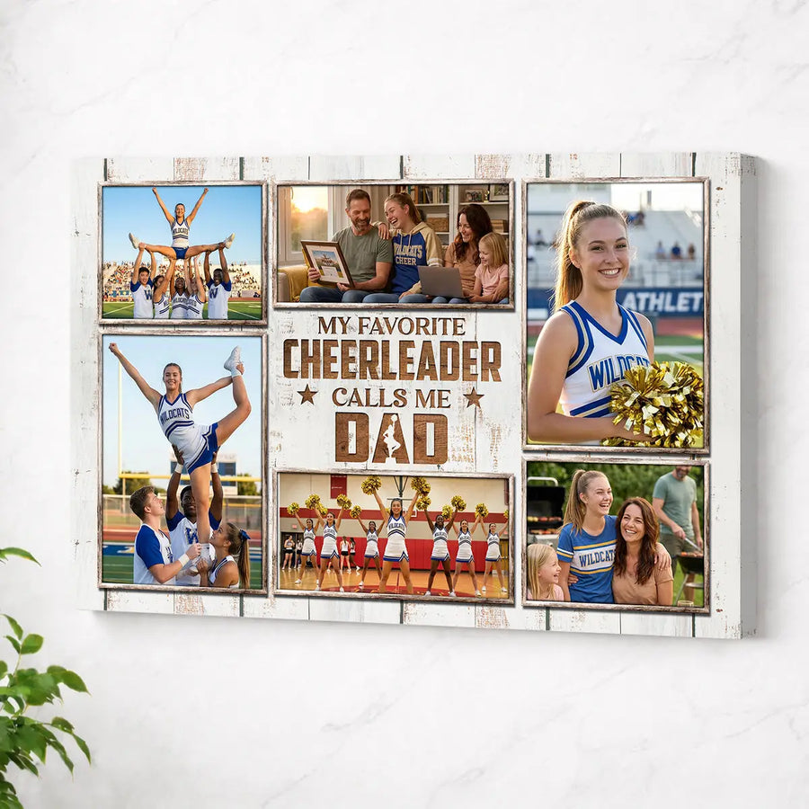 Personalized Canvas Print Wall Art - My Favorite Cheerleader Calls Me Dad - No Frame / 12x9