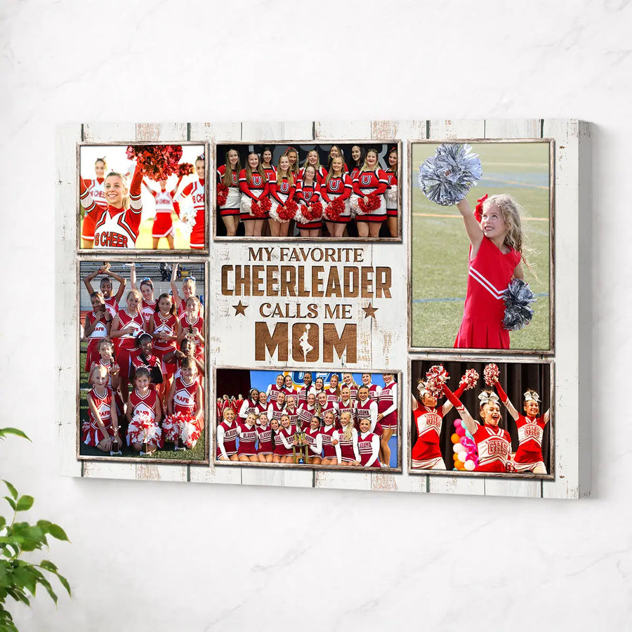 Personalized Canvas Print Wall Art - My Favorite Cheerleader Calls Me Mom - No Frame / 12x9