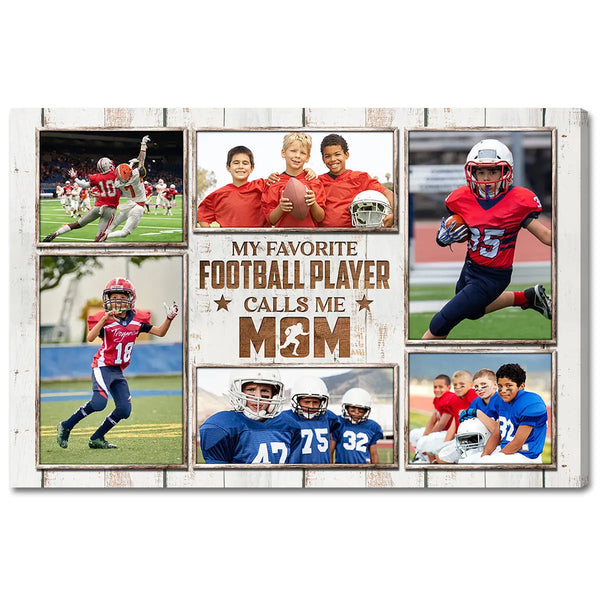 Personalized Canvas Print Wall Art - My Favorite Football Player Calls Me Mom