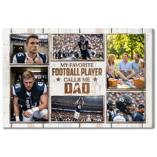 Personalized Canvas Print Wall Art - My Favorite Football Player Calls Me Dad