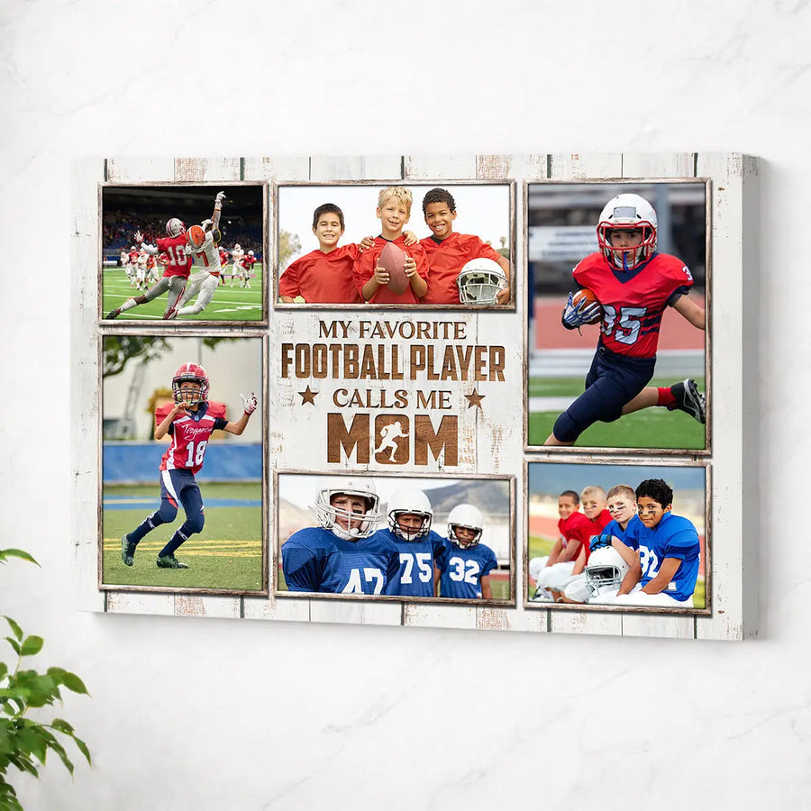Personalized Canvas Print Wall Art - My Favorite Football Player Calls Me Mom - No Frame / 12x9