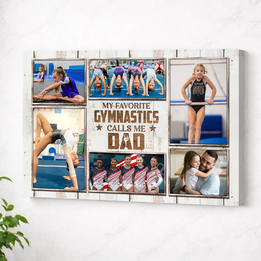 Personalized Canvas Print Wall Art - My Favorite Gymnast Calls Me Dad - No Frame / 12x9