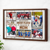 Personalized Canvas Print Wall Art - My Favorite Hockey Player Calls Me Mom - Brown Frame / 12x9