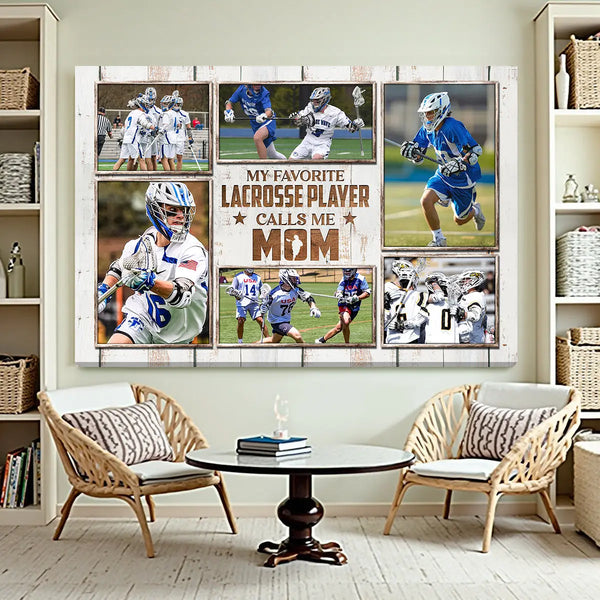 Personalized Canvas Print Wall Art - My Favorite Lacrosse Player Calls Me Mom