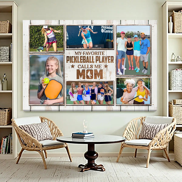 Personalized Canvas Print Wall Art - My Favorite Pickleball Player Calls Me Mom