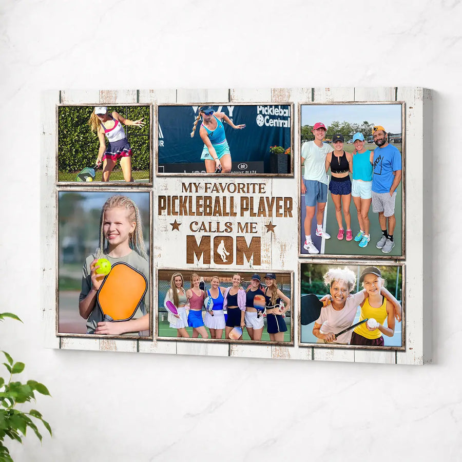 Personalized Canvas Print Wall Art - My Favorite Pickleball Player Calls Me Mom - No Frame / 12x9