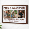 Personalized Canvas Print Wall Art - Papa And Grandson Best Friends For Life - Brown Frame / 12x9