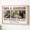 Personalized Canvas Print Wall Art - Papa And Grandson Best Friends For Life - Natural Frame / 12x9