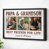 Personalized Canvas Print Wall Art - Papa And Grandson Best Friends For Life - Black Frame / 12x9