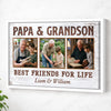 Personalized Canvas Print Wall Art - Papa And Grandson Best Friends For Life - White Frame / 12x9