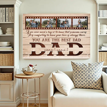 Personalized Canvas Wall Art - Best Dad Ever - Custom Gift from Kids for Father’s Day - 12x9