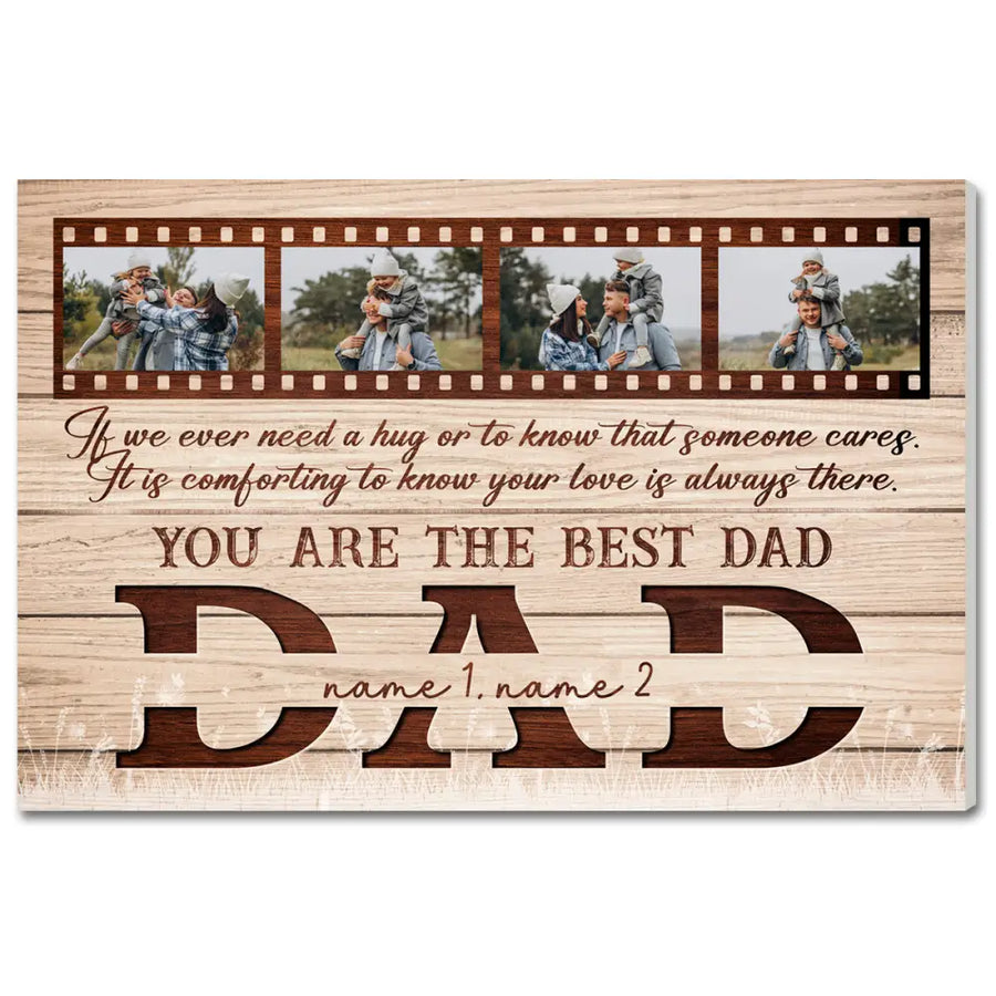 Personalized Canvas Wall Art - Best Dad Ever - Custom Gift from Kids for Father’s Day - 12x9