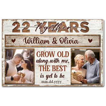 Personalized Celebrating 22 Years Together Canvas Grow Old Along With Me Custom Photo Wall Art 22nd Anniversary Gift