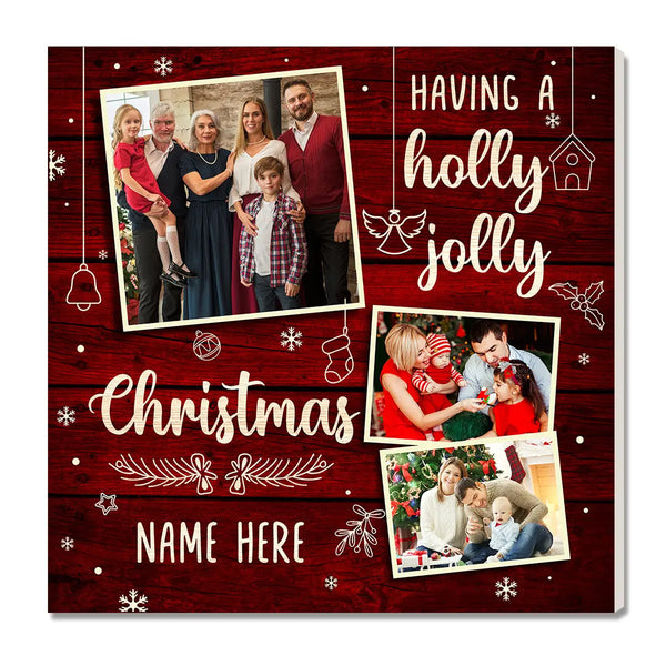 Personalized Christmas Canvas Prints - Home Decor - Having A Holly Jolly - 12x12