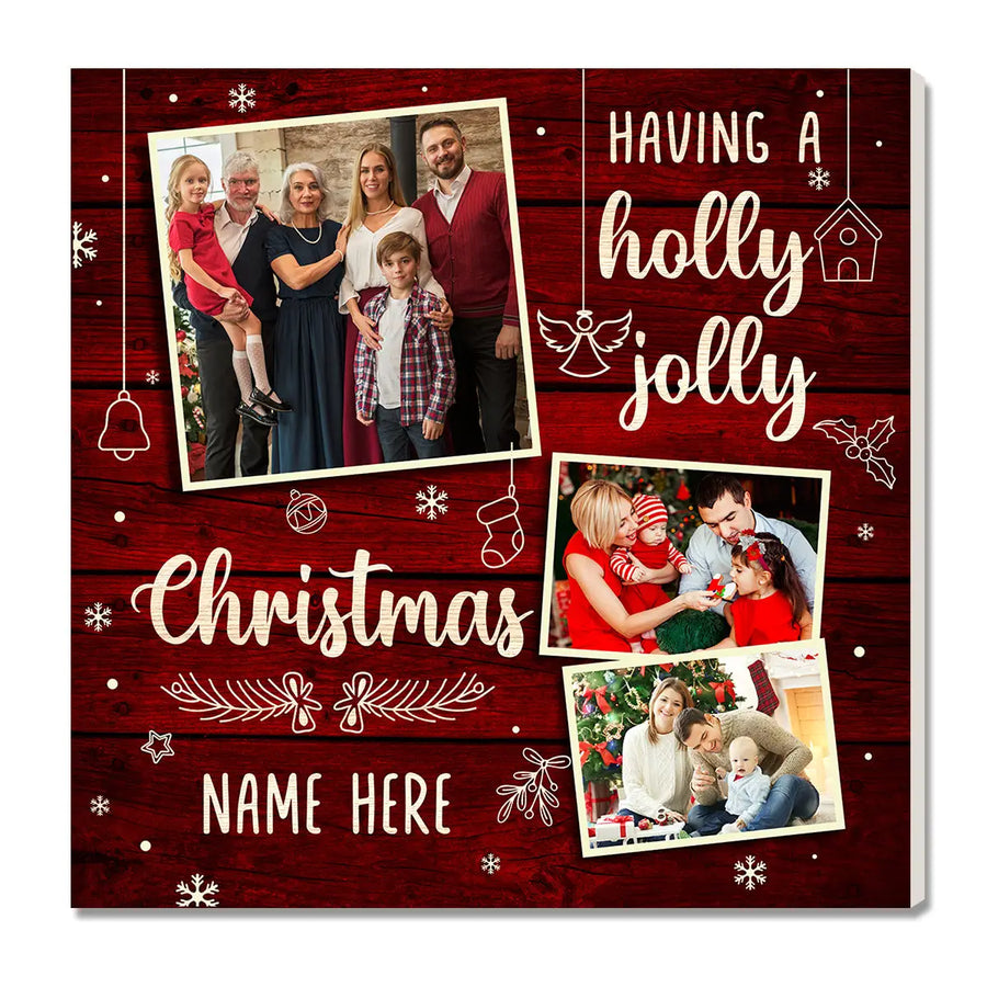 Personalized Christmas Canvas Prints - Home Decor - Having A Holly Jolly - 12x12