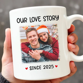 Personalized Our Love Story Coffee Mug Custom Photo Couple Valentine’s Day Gift - 11oz