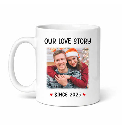 Personalized Our Love Story Coffee Mug Custom Photo Couple Valentine’s Day Gift - 11oz