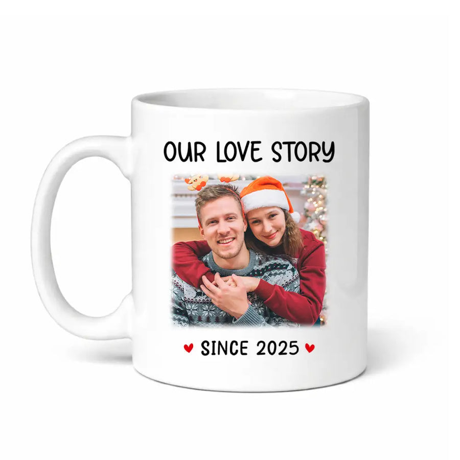 Personalized Our Love Story Coffee Mug Custom Photo Couple Valentine’s Day Gift - 11oz